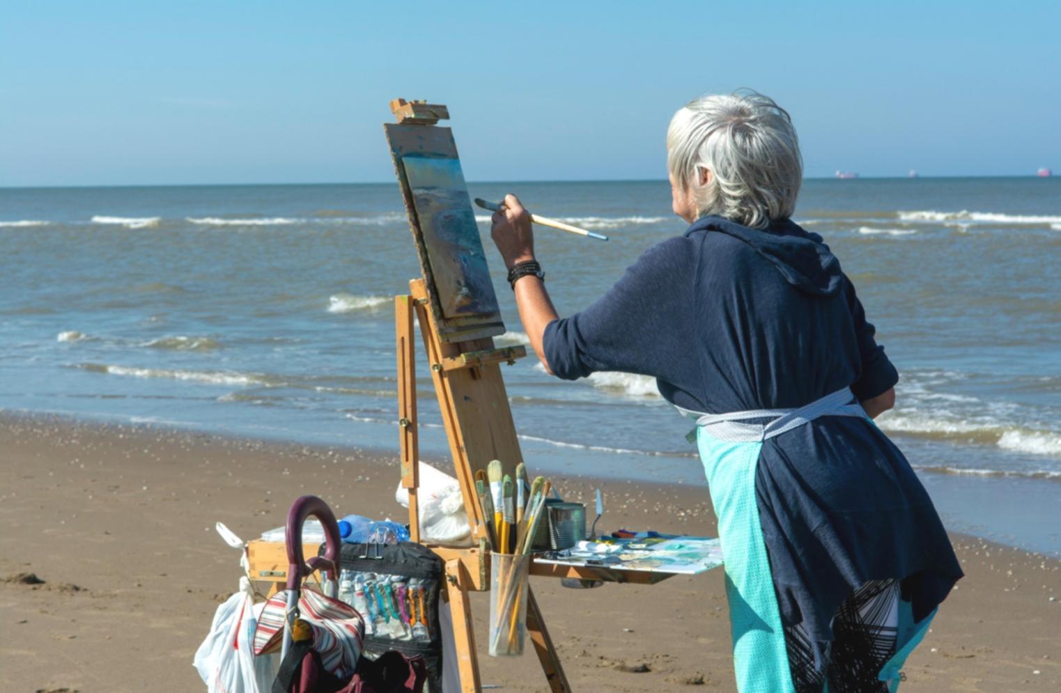Reference material and drawing tools used in portrait class
